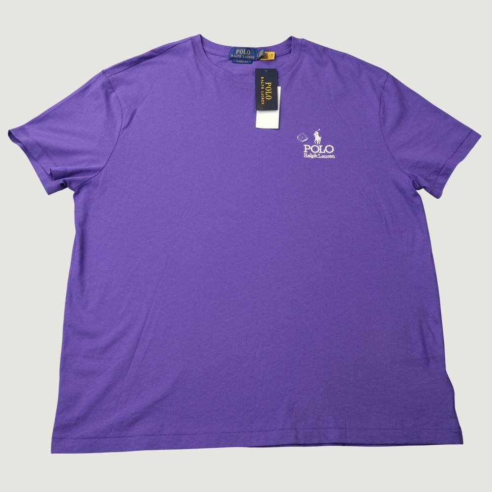 Polo Ralph Lauren T-Shirt Classic Fit Large Purple Cotton Embroidered Logo NWT